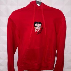 Red Betty Boop Embroidered Hoodie Sweatshirt💋💋👠👠